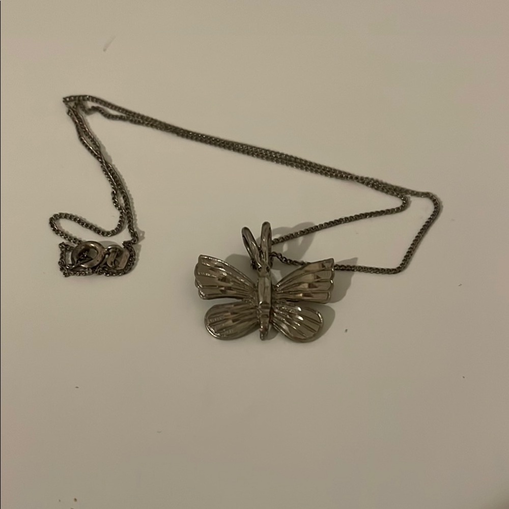 Classic Silver Butterfly Pendant Necklace
